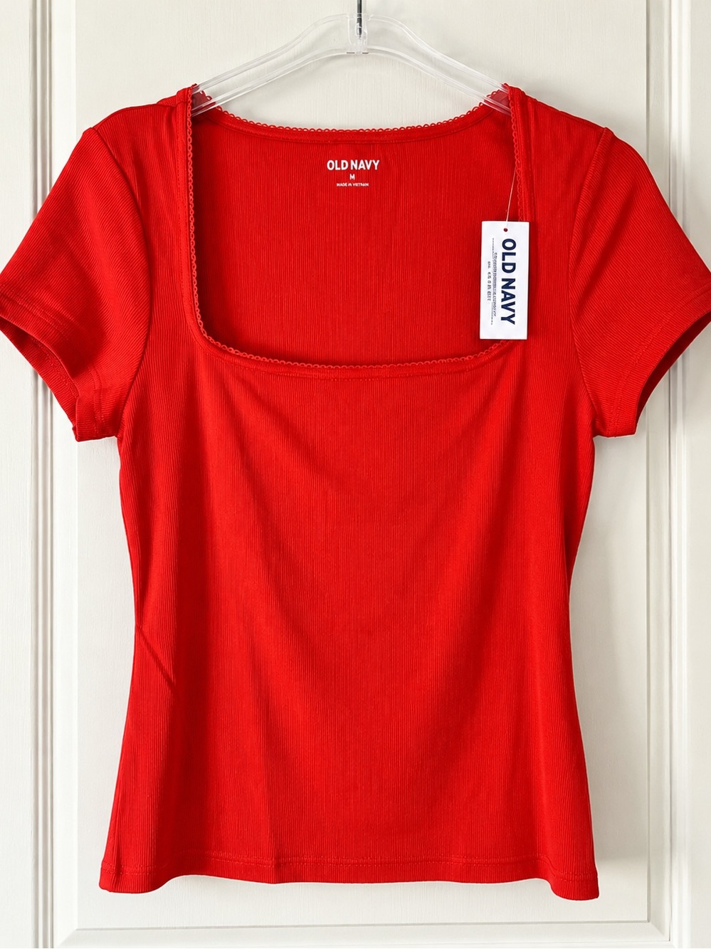 Old Navy Red Ribbed Square Neck Top Medium New With Tags